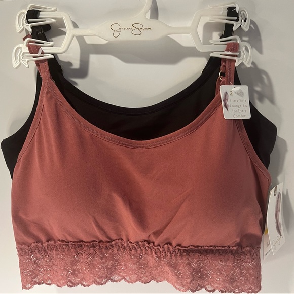 Jessica Simpson Pull on 2 pc Bra Set w/Lace & Removable Pads Adjustable Straps - Picture 1 of 8